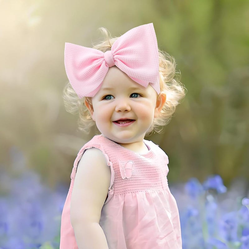 ONENINEDREAM Rainbow Headbands for Baby Girls Hair Bows 2pcs Newborn Infant Toddler Kids Hair Accessories Pink Head Bow Colorful Stripes - Image 2